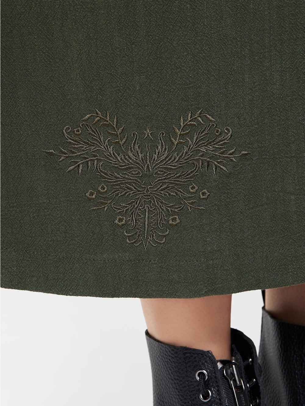 Disturbia Olive Green Button-Front Maxi Skirt - Picture 4 of 4